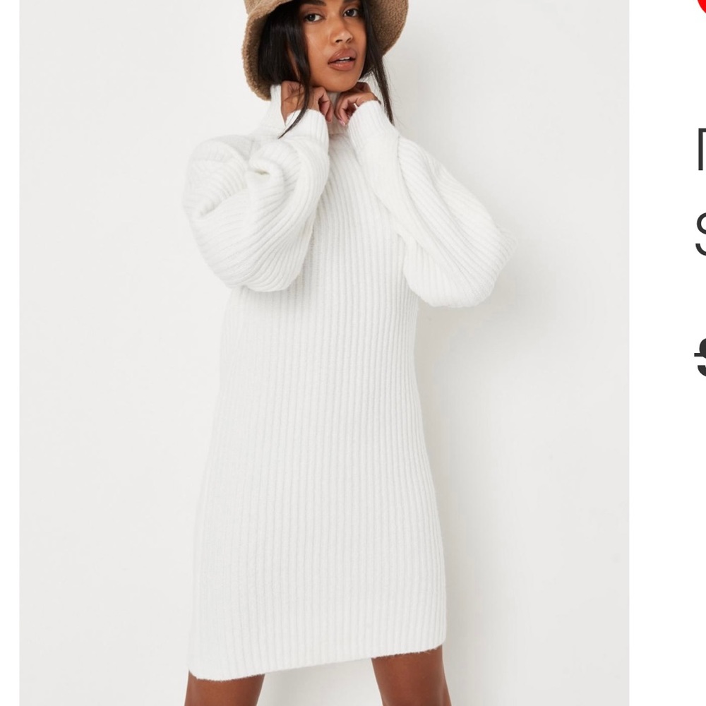 Recycled Tall White Tuck Sleeve Knit Mini Dress